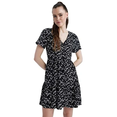 Image of DeFacto Women&#039;s T4046AZ Dress, Black, 14