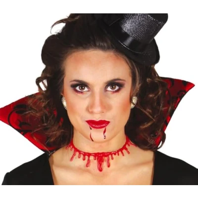 Image of Fiestas Guirca Halloween Slit Throat Blood Droplet Necklace