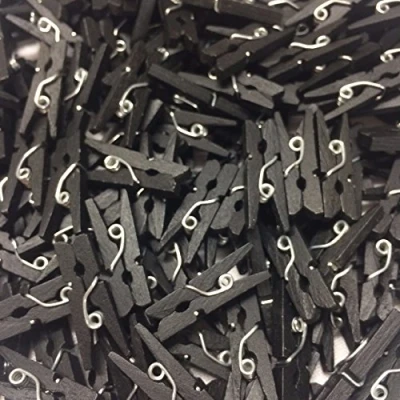 Image of celloexpress Pack of 25 25mm Mini Wooden Craft Pegs Black