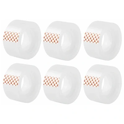 Image of D.RECT Adhesive Tape Transparent Pack of 6 Rolls Office 24mm x 20m Strong Adhesion Sticky for School Home and