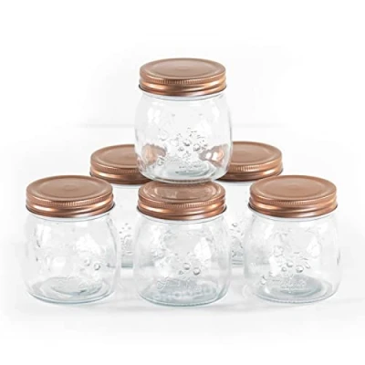 Image of 260ml Glass Preserving Jars with Copper Coloured Lids (6)