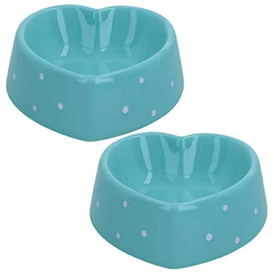 Image of Two Blue Heart Dog Small Animals Puppies Kittens Bowl 15cm/300ml