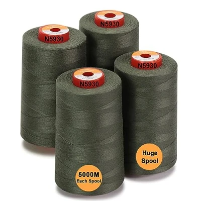 Image of New brothread 28 Options 4 Large Cones of 5000M Each All Purpose Polyester Sewing Thread 40S/2 (Tex27) for Sewing, Quilting, Piecing, Serger and Overlock Evergreen
