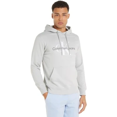 Image of Calvin Klein Jeans Men&#039;s Seasonal Monologo Regular Hoodie J30j320805 Hoodies, Dark Juniper, M