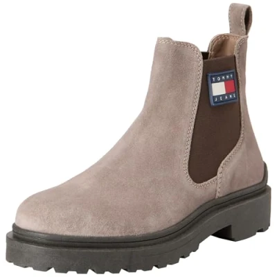 Image of Tommy Jeans Men&#039;s Tjm Chelsea Suede (Em0em01468 Mid Boots, Grey Porcini Taupe, 10 UK