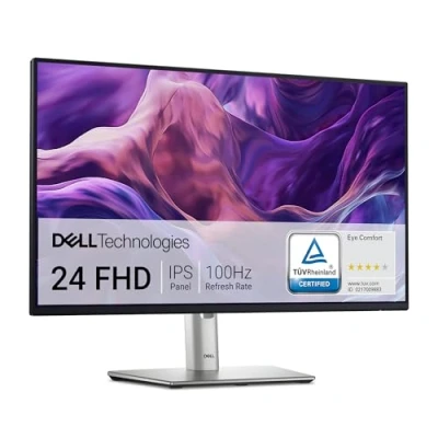 Image of Dell P2425H 24 Inch Full HD (1920x1080) Monitor, 100Hz, IPS, 5ms, 99% sRGB, USB C, DisplayPort, HDMI, VGA, 4x USB, 3 Year Warranty, Black