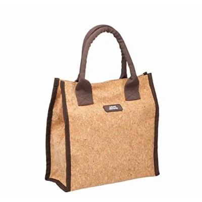 Image of Natural Elements Cork Lunch Bag with Food Safe Lining, Sustainable Fibres, Brown, 24 x 8.5 cm