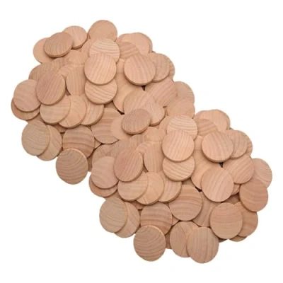 Image of HugeDE 50 Pcs Natural Wood Slices Blank Round Wooden Small Cutouts Unfinished Circles Craft for DIY Decoration 25mm