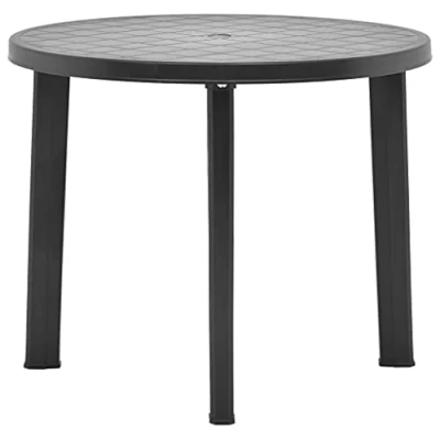 Image of vidaXL Garden Table Anthracite Weather Resistant and Lightweight Outdoor Furniture Durable Plastic Round Shape No Assembly Required