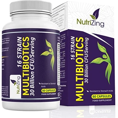 Image of NutriZing Bio Cultures Complex Probiotics for Gut Health High Strength 30 Billion CFU with 16 Bacterial Vegan Supplements Men &amp; Women Made in UK
