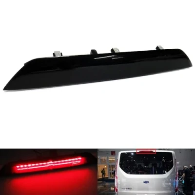 Image of RZG Black Smoked Lens LED Rear High Level Centre Third Brake Stop Light For 2013+ Transit MK8 2012+ Tourneo Custom tailgate