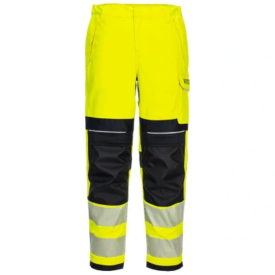 Image of Portwest PW3 FR Hi Vis Women&#039;s Work Trousers Yellow/Black 26