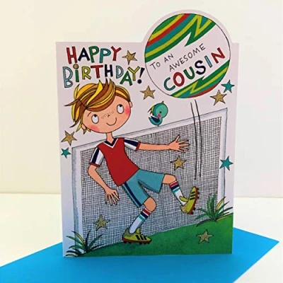 Image of Rachel Ellen Boy Happy Birthday to an Awesome Cousin Card Footballer