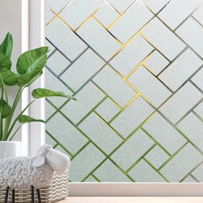 Image of Zindoo Privacy Window Film Frosted Static Cling Glass Anti UV Non Adhesive Opaque Decorative Covering Sticker for Bathroom Kitchen Bedroom Office 44.5 x 200 cm