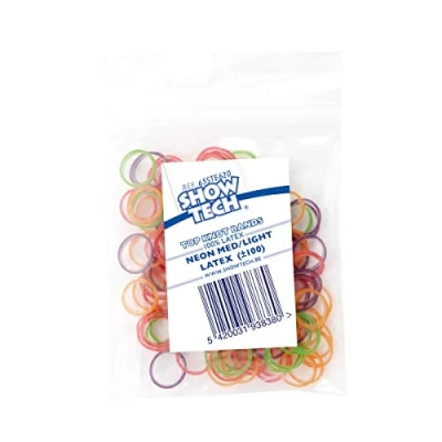 Image of Show Tech Latex Bands, Your Dog Grooming Expert, Perfect for Top Knots, Neon Medium Light, 100 Pcs