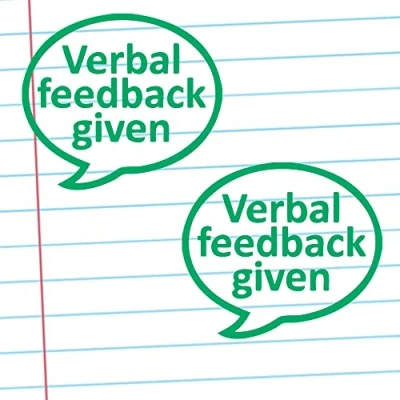 Image of 2 x Verbal Feedback Given (Green Ink) Teacher Stamp. Reinkable, 22mm Quality Self Inking Stamper^