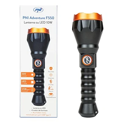 Image of PNI Adventure F550 Crystal LED Flashlight, 10W, Aluminum, 2500lm, up to 700m, IPX6, 4000mAh Battery Included, USB Type C Charging