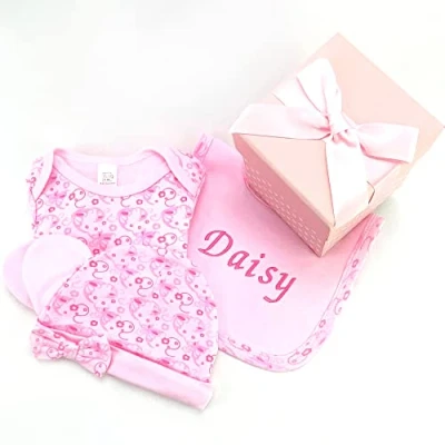 Image of Personalised Baby Girl Gifts New Born Essentials, Gifts, Girl, Newborn Small Pink Gift Box