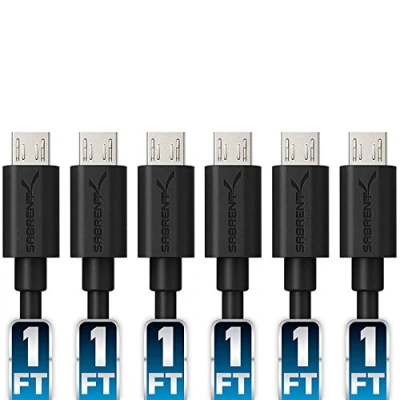 Image of SABRENT Micro USB Fast Charging and Data Cable (6 x 30 cm) High Speed 5V 3A Compatible with Samsung Galaxy S7/S5/J3/J5/J7, Huawei, HTC, LG, Kindle, Nexus, Nokia (CB UM61)
