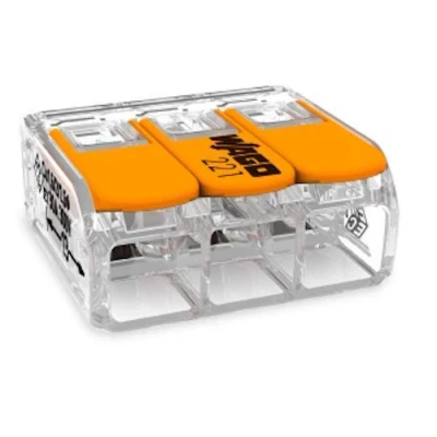 Image of 10 Pieces Wago 221 413 Connection Terminal 3 Wires with Lever 0,2 4 qmm Small Design, Transparent