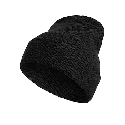 Image of SERIMANEA Black Beanie Hat Men Knitted Made of Acrylic for Men. Warm, Soft, and Comfortable Headwear Cold Days in Autumn Winter One Size Fits All.