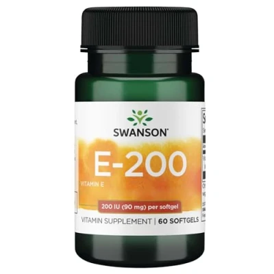 Image of Swanson, E 200, High Dose Vitamin E, 200IU, 60 Softgels, Gluten Free, GMO Free