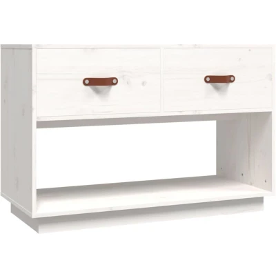 Image of vidaXL TV Cabinet White 90x40x60 cm Solid Wood Pine