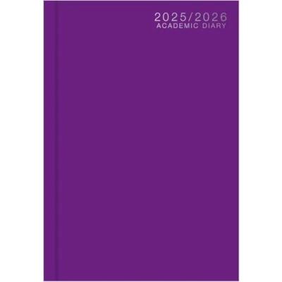 Image of A5 Academic Diary 2025 2026 Week to View Hardback Case Bound PURPLE