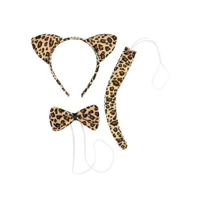 Image of Funidelia Leopard accessory Kit for men and women Animals, Desert, Jungle Costume adults fancy dress &amp; props Halloween, carnival parties Brown