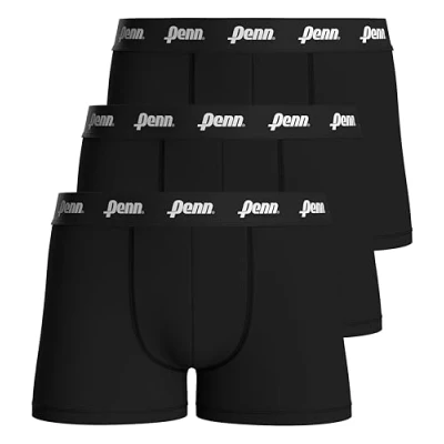 Image of Penn Mens Boxer Shorts (3 Pack) Cotton Boxers for Men Breathable, Moisture Wicking, Soft &amp; Stretchy Multipack Underwear Ultimate Comfort Support (UK, Alpha, XXL, 3XL, Regular, Black)