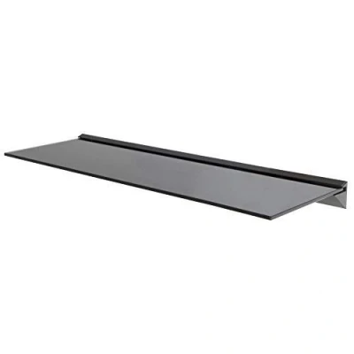 Image of mahara Black Glass floating shelf Extra long 120cm wide wall mounted supporting upto 20Kg, Easy Installation, use in any room
