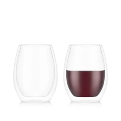 Image of BODUM SKAMAL Set of 2 Double Walled Wine Glasses, 0.5 L