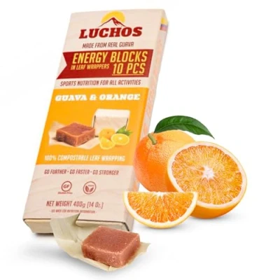 Image of LUCHOS Natural High Energy Bars Carb for Sports Endurance, Cycling &amp; Workouts Vegan Gluten Free Running Healthy Snack Nutrition with Compostable Wrappers Orange, 10 Pack