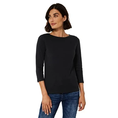 Image of Cecil Women&#039;s 317389 Basic Boatneck 03 T Shirt, Black, XS