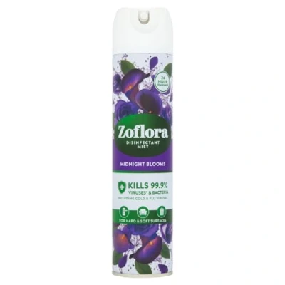 Image of Zoflora Midnight Blooms Multipurpose Disinfectant Mist, Antibacterial Multi surface Spray Cleaner, Pet Friendly, Kills 99,9% of Bacteria &amp; Viruses, 1 x 300ml