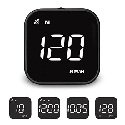 Image of iKiKin Upgrade HUD Cars Heads Up Display OBD2 Mode, Slope Meter and GPS 3 in 1 Smart Speedometer Odometer with 11 Kinds of Interface RBG Color Changing Light for All Vehicles
