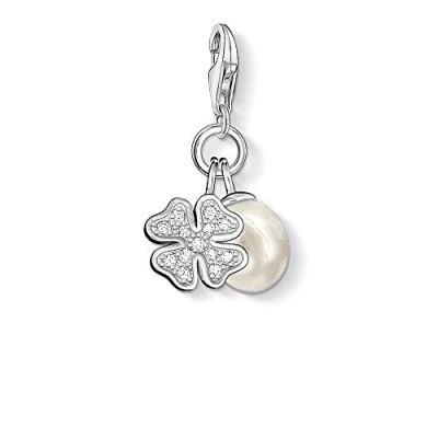 Image of Thomas Sabo Women Charm Pendant Cloverleaf Freshwater Pearl Club 925 Sterling Silver 0831 167 14