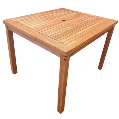 Image of BrackenStyle Melton 4 Person 90cm Square Hardwood Garden Table Clear Finish Wooden Outdoor Patio Dining Commercial Standard