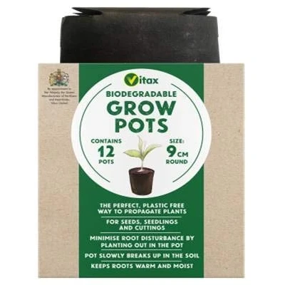 Image of Vitax Biodegradable Grow Pots (12x9cm Round Pots) X 2