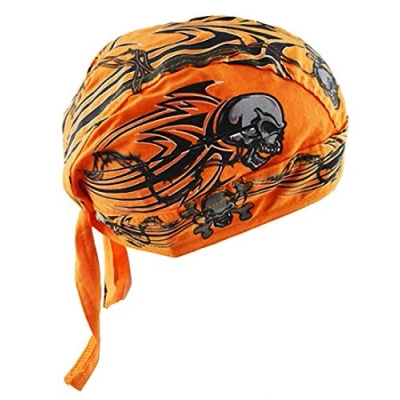 Image of Ulalaza Breathable Bandana Hat Cotton Durag Headwrap Pirate Cap Skull Caps Mens Womens