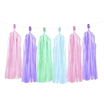 Image of PartyDeco Large 5ft Multicolor Tassel Garland Party Decoration Pink Blue Green Purple