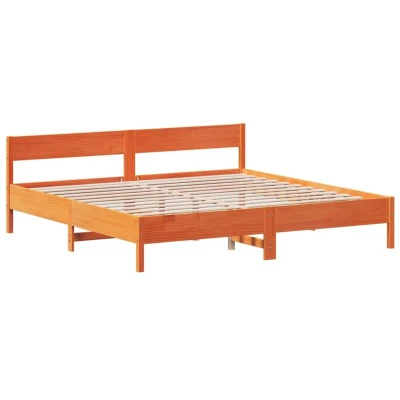 Image of vidaXL Bed Frame without Mattress Wax Brown 200x200 cm Solid Wood Pine