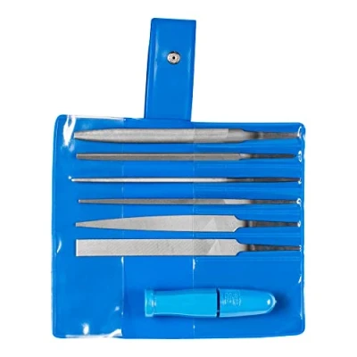 Image of Pferd Key File Set 265 A in Plastic Pouch, 6 Files, 4 inch, 1 Quick Mounting Handle, 17009 Ideal for Fine and Delicate Filing