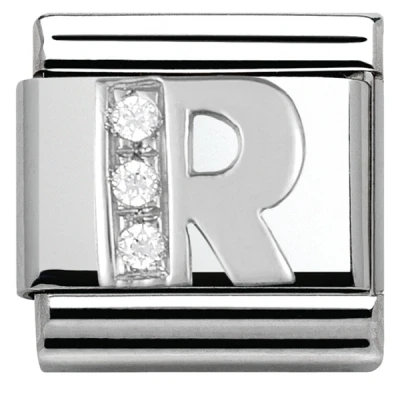 Image of Nomination Silver Cubic Zirconia Letter Charm R