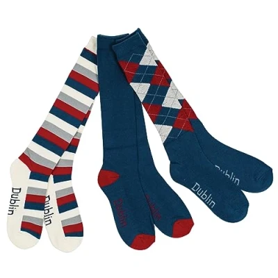 Image of Dublin Socks 3 Pack, Navy/Red/White, One Size