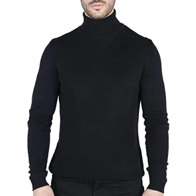 Image of TruClothing Mens Polar Neck Jumper Roll High Turtle Slim Fit Light Weight Black S