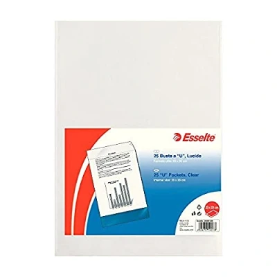 Image of Esselte U Pocket Folders Polished, Folio in PP Clear 23x33 Transparent
