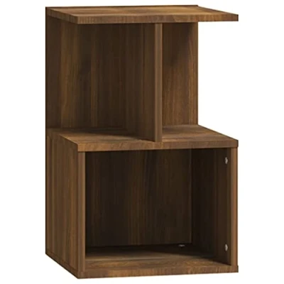 Image of vidaXL Bedside Cabinet Brown Oak Nightstand Engineered Wood End Side Table, Open Storage, 35x35x55 cm