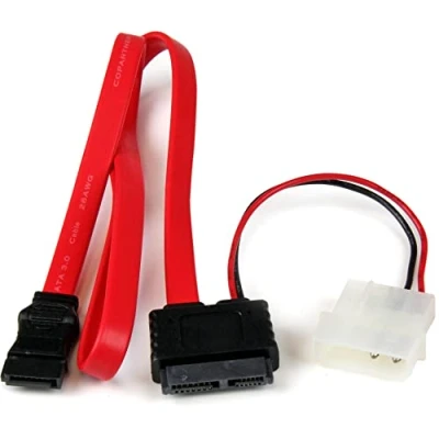 Image of StarTech.com 36in Slimline SATA to with LP4 Power Cable Adapter (SLSATAF36), red