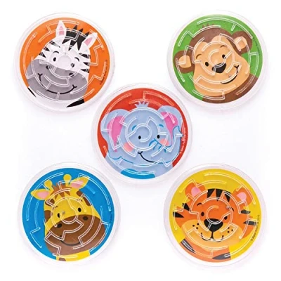 Image of Baker Ross AW760 Jungle Chums Maze Games (Pack of 6) and Ball Game Perfect for Kids Goodie Bags, Halloween Party Favors, Pinata Filler or Birthday Present